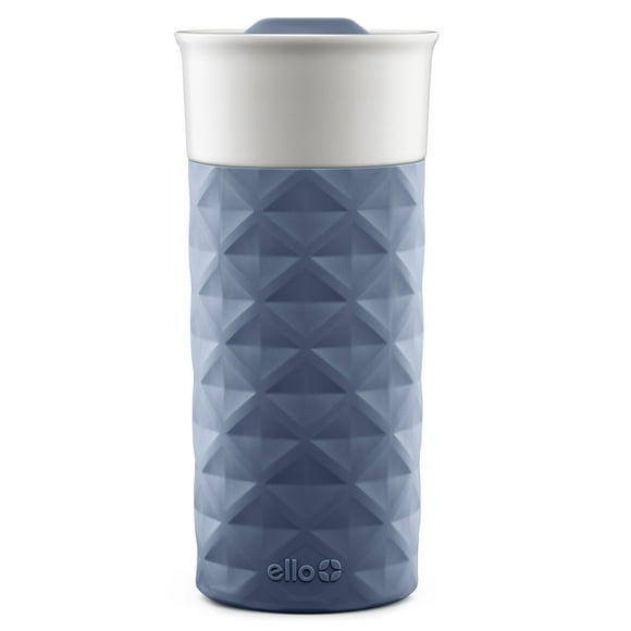 Taza de viaje de cerámica Ello Ogden sin BPA con tapa de 470 ml, azul