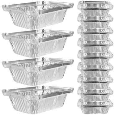 VEZEE 2.25lbs Disposable Aluminum Oblong Foil Pan 50 Pcs Only Pans