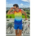thumbnail image 3 of Uzzi Mens Tank Top Rainbow Pride Flag Sleeveless T-Shirt Fun Top, Geometric, Size: Medium, 3 of 3