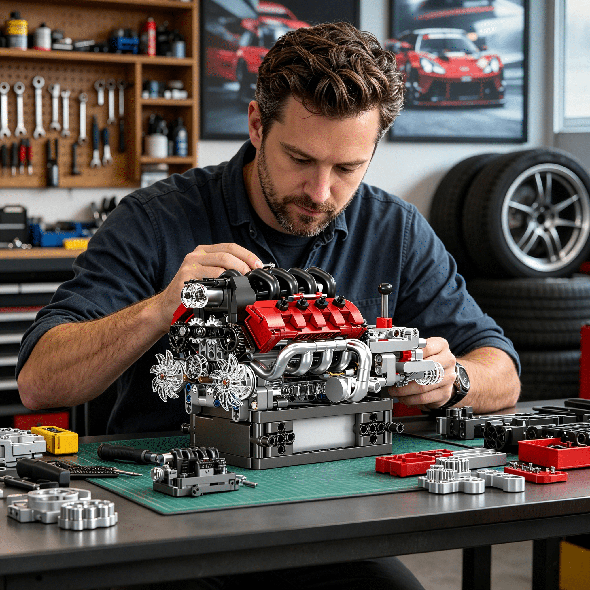 BESTSKY 2026 New 10227 V8 Engine Model Kit,787+Pcs Mini V8 Engine Kits That Runs,Build Your Own Car Model Engine with Gearshift&Motor,Building Blocks for Adults,Diy Construction Engineering Toy