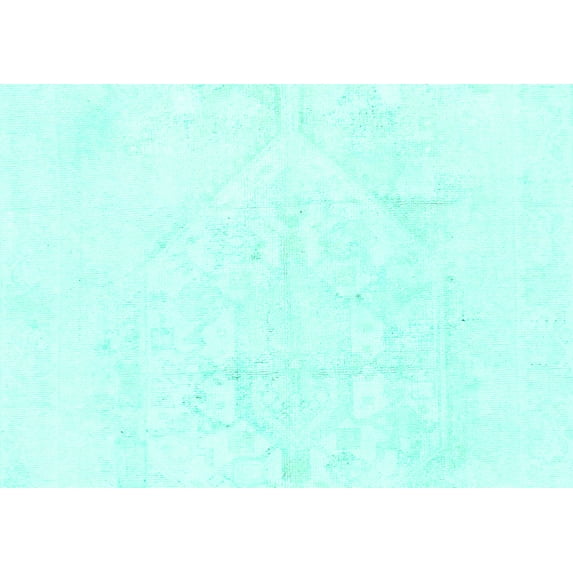 Ahgly Company Machine Washable Indoor Rectangle Solid Turquoise Blue Modern Area Rugs, 7' x 9'