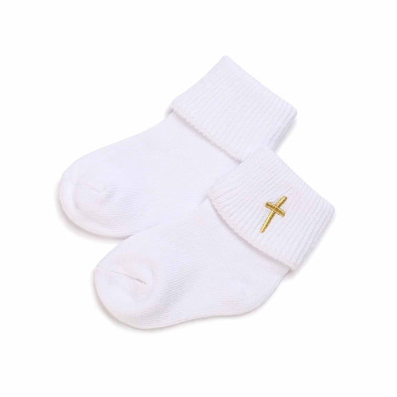 Gyujnb White Gold Cross Baptism Baby Ankle Socks Soft Breathable Unisex Baby Toddler Holiday