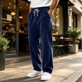 thumbnail image 4 of Hearthz Corduroy Wide Leg Mens Pants Athletic Workout Running Hiking Work Pants Elastic Waist Drawstring Jogger Pants Men with Pockets Navy M, 4 of 6