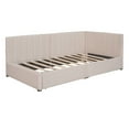 thumbnail image 3 of Beige Twin Upholstered Daybed with Storage, Linen Button-Tufted Design, Double Drawers, Wood Slats Support, 3 of 5