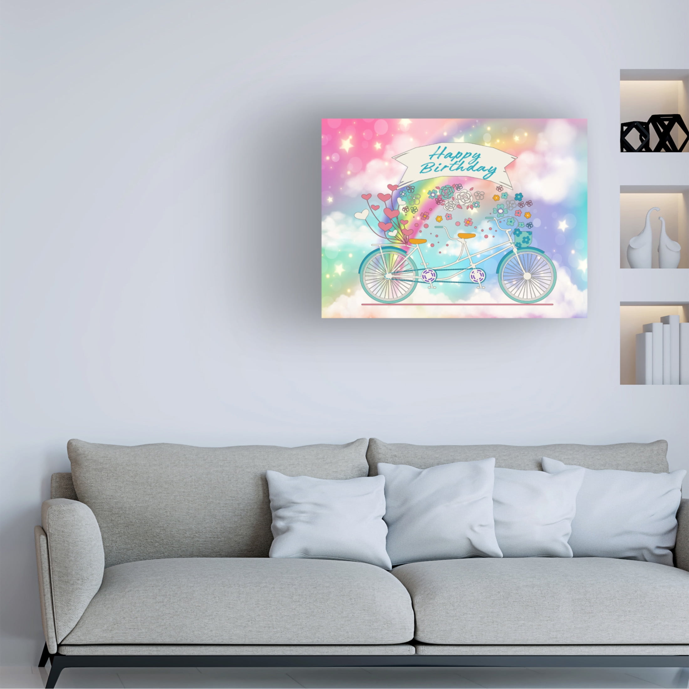 Canvas Wall Art - Jean Plout 'Rainbow Birthday' Wall Art for Living Room, Bedroom, or Office Décor by Trademark Fine Art - 19 x 14 Inches