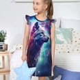 thumbnail image 4 of Fotbe Starry Multicolored Wolf Vestido de Dormir para Niñas de 3 a 10 Años, Mangas Cortas, Estilo Princesa, Pijama Camisón con Mangas Voladas-Large, 4 of 6