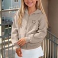 thumbnail image 4 of Tiijoy Hoodies for Girls Heart Print Fleece Zip Up Sweatshirts Jacket, Khaki, Sizes 5-14, 4 of 4