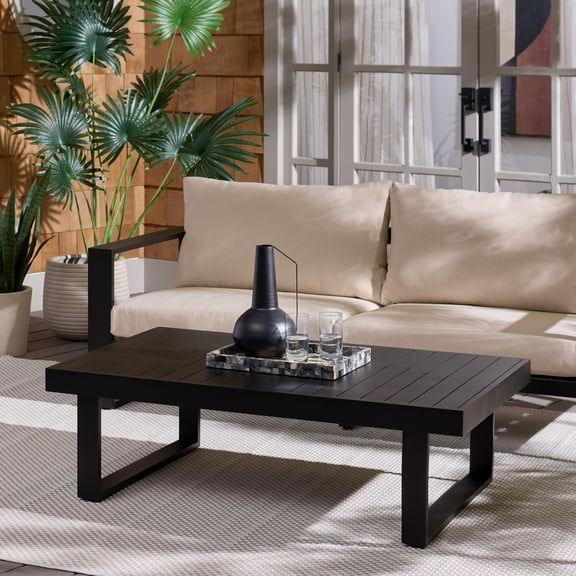 Safavieh Fash Outdoor Morden Metal Coffee Table, Black