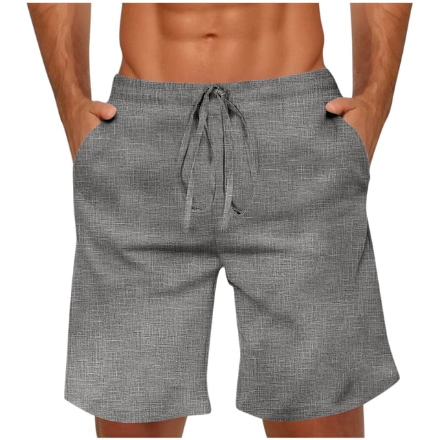 Mgmyaa Men's Casual Shorts Drawstring Elastic Waist Solid Exercise Shorts with Pockets