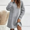 thumbnail image 4 of NJDVHB Robes d'Hiver pour Femmes, Robes de Vacances pour Femmes, Robe Blazer à Manches Longues Col Rond Uni, Gris, XXXXXL, 4 of 5