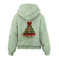 thumbnail image 6 of Women's Hooded Long Sleeve Christmas Printed Flannel Top Hooded Sweatshirt for Winter Comfort and Holiday Fashion,Green,L, 6 of 7
