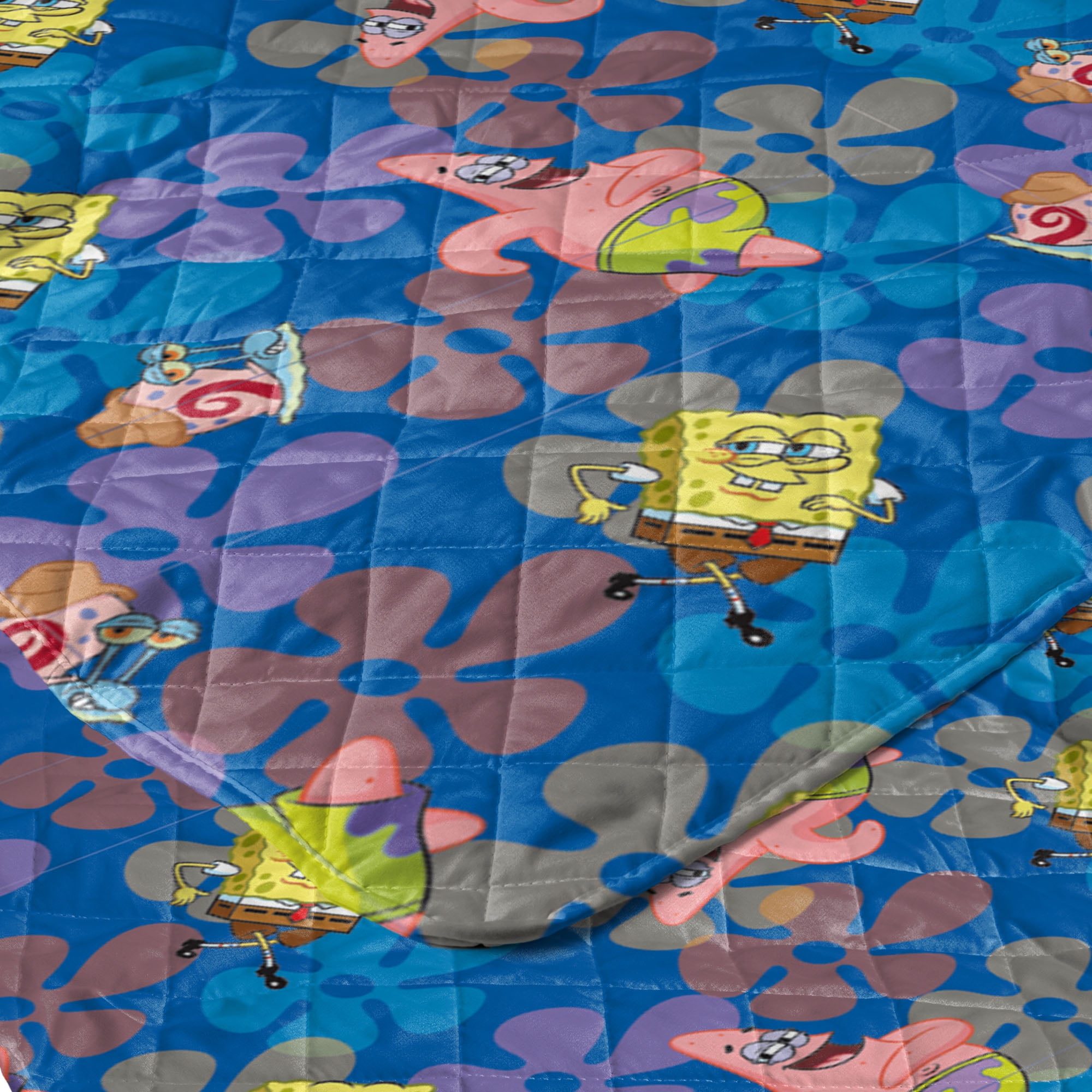 Spongebob Tropical Waltz Quilted Throw Blanket 60x80 inches, Kids Character Bedding
