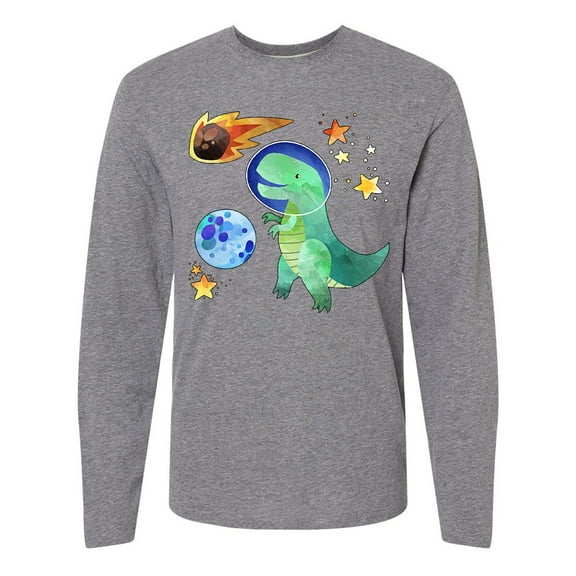 Inktastic Tyrannosaurus Rex Vs. Meteor Fun Space Dinosaur Long Sleeve T-Shirt