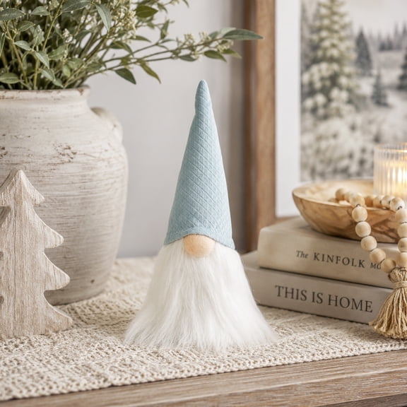 Northlight Plush Gnome with Pointy Hat Christmas Figure - 8" - Blue