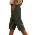 thumbnail image 2 of Capri Pants for Women 2025 Elastic High Waist Button Lightweight Casual Loose Capris with Pockets Womens Cropped Pants, 2 of 6