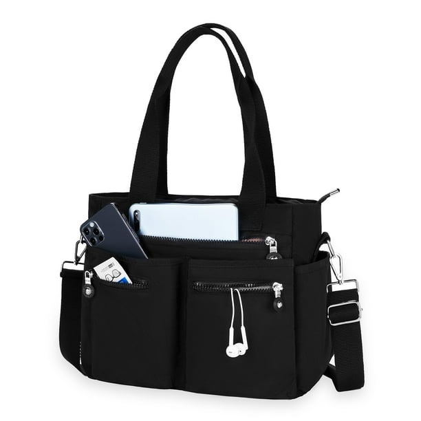 Bolso CALUOMATT para mujer, bandolera de lona, color negro