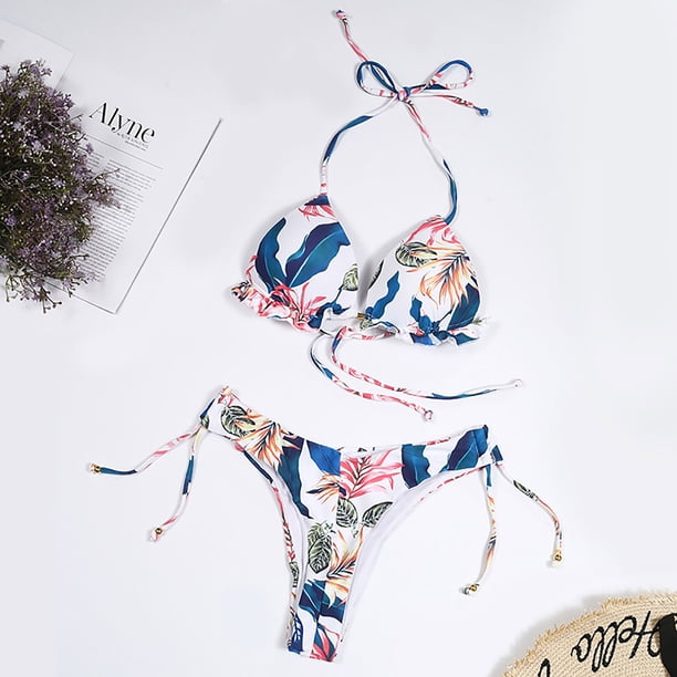 Traje de baño cómodo para mujer con correa de cordones con estampado de flores con estilo para mujer OAVQHLG3B Store lin121212