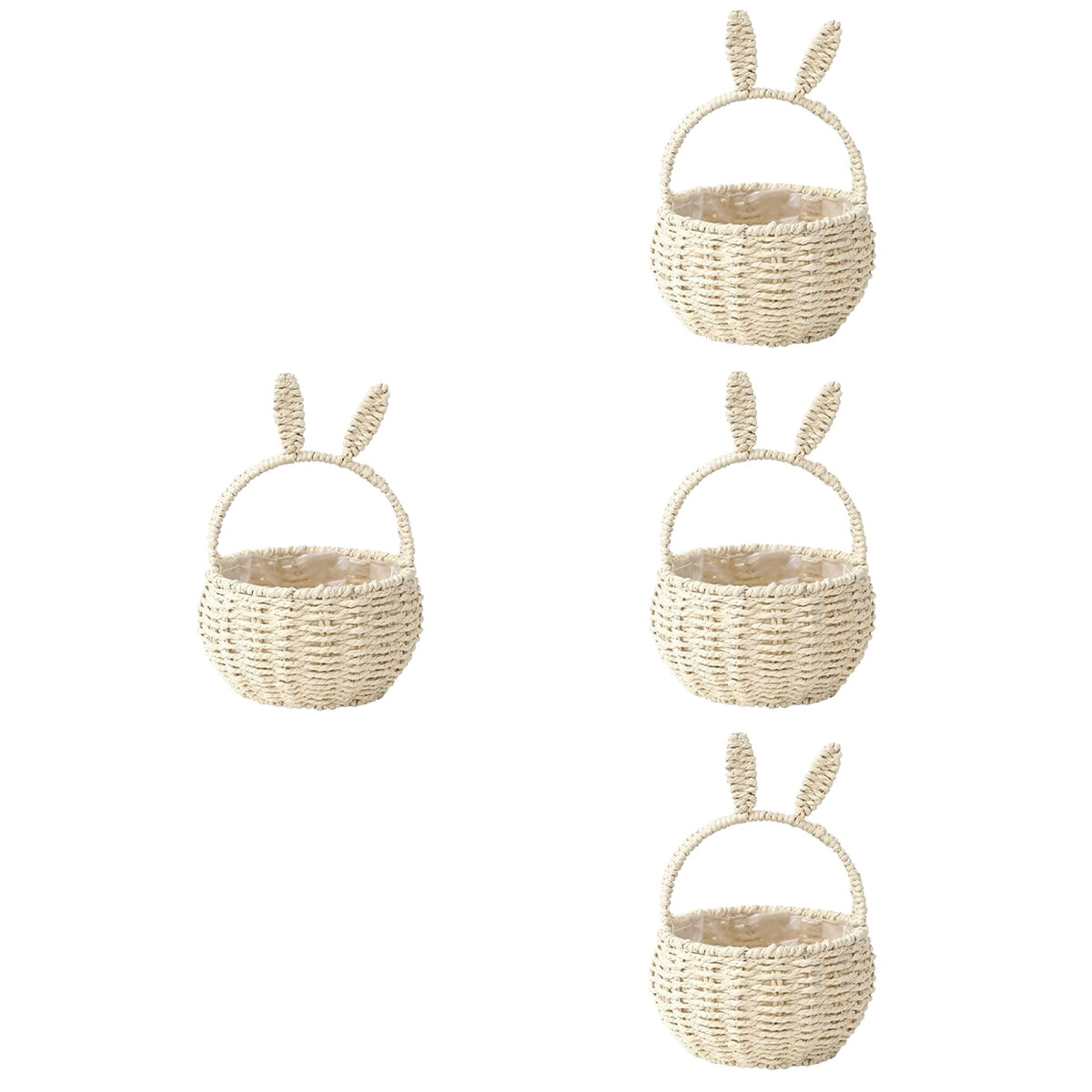 MLINS 4pcs Bunny Woven Basket Easter Party Treats Basket Handheld Woven Storage Basket With Handle