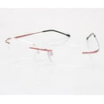 thumbnail image 4 of 3 Pairs of Mens Rimless Rectangle Red Light Weight Reading Glasses 2.50 Anti-blue Light Classic Business Readers Flexible Metal Presbyopic Eyeglasses +2.5, 4 of 5