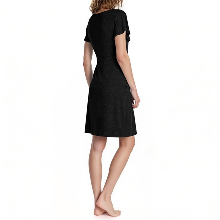 black short sleeve maternity dress The Lottie Secret Nursing Mini Dress
