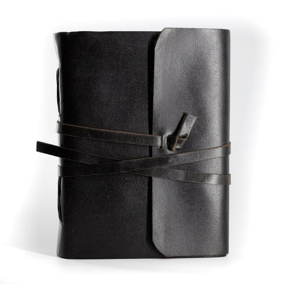 Handmade Leather Journal/Writing Notebook Diary/Bound Daily Notepad For Men & Women Unlined Paper Medium, writing pad gift for artist, sketch (Plain Black, 7 x 5)