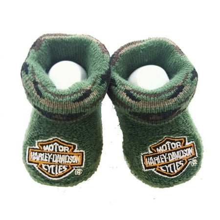 

Harley-Davidson Baby Boy Shoes Green Camo Booties 0-3 Months