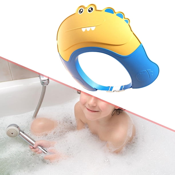 Gorro de baño para Baby Shower, gorro de champú, dibujos animados, suave para lavar, gorro con visera para ducha de pelo para niños y niñas, bebés y amarillo