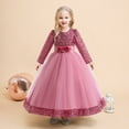 thumbnail image 2 of newwalpole Girls Velvet Christmas Dress for Girls Long Sleeve Velvet Sequin Tutu Winter Party Holiday Dress Hot Pink for Size 13-14 Years, 2 of 9