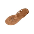 thumbnail image 2 of YgkuHd Women's Casual Bohemian Flat Sandals Thong Style Crisscross Woven Straps Openwork Metal Buckle Brown,5.5, 2 of 8