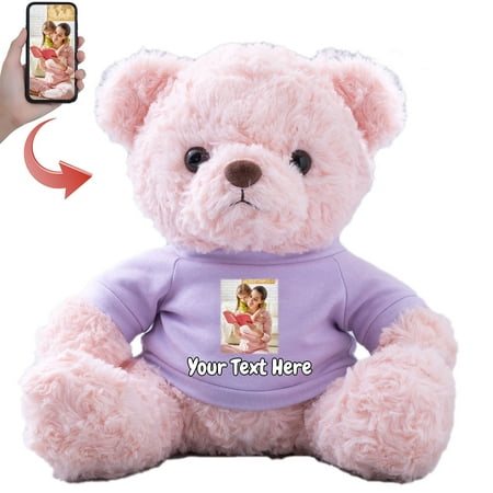 Personalized Gifts for Her Teddy Bear with Text+Photo Bear Stuffed as Gifts for Valentines Day Christmas (8 IN-Text+Photo)