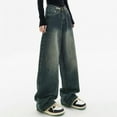 thumbnail image 3 of HKYNLAG Vintage Jeans for Women Y2K Baggy Jeans High Waist Boyfriend Pants Wide Leg Denim Pants Hiphop Streetwear Teen Girls Dark Blue XL, 3 of 6