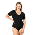 thumbnail image 2 of POSESHE Women's Plus Size V-Neck Short Sleeve Bodysuit, S-5XL, 2 of 6