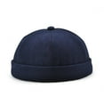 thumbnail image 1 of TISHITA Unisex Skullcap Beanie cap Rolled Cuff Retro Brimless Hat Navy Dark Blue, 1 of 8