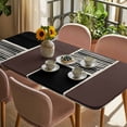 thumbnail image 3 of Brown Black Table Cloths for 6 Foot Rectangle Tables, Modern Abstract Art Farmhouse Striped Patio Waterproof Elastic Fitted Tablecloths, Washable Rectangular Table Cover for Camping, 3 of 8