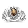 thumbnail image 1 of RYLOS Rings for Women Silver Ring with Oval 7X5MM Gemstone &  Sparkling Diamonds June Smoky Quartz Jewelry  Size 6, 1 of 7