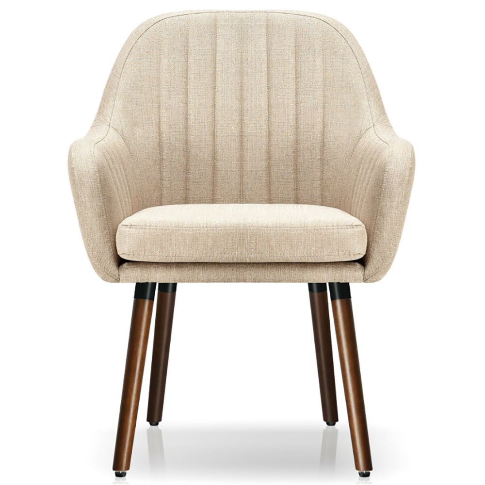 Finihen Modern Living Dining Room Accent Arm Chairs, Fabric Upholstered Accent Chairs with Wooden Legs, Set of 2, for Bedroom, Living Room, Beige Finihen Modern Living Dining Room Accent Arm Chairs, Fabric Upholstered Accent Chairs with Wooden Legs, Set of 2, for Bedroom, Living Room, Beige