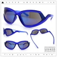 thumbnail image 2 of Swan Down Temple Curved Wrap Cat Eye Sport Plastic Sunglasses Blue - Blue Mirror, 2 of 8