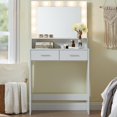 thumbnail image 1 of MIRROTOWEL Vanity Desk with Mirror and Lights, Dressing Table with Large Drawer, 2 Level Storage Dresser & 3 Lighting Modes Adjustable Brightness, Suitable for Bedroom, 1 of 4