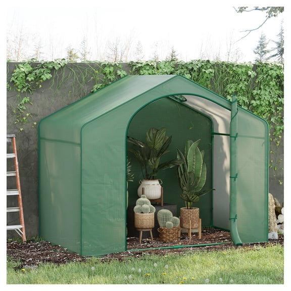 6x3x5 ft Portable Walk-in Greenhouse, Steel Frame Garden Hot House, PE Cover, Vent