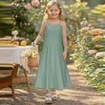 thumbnail image 6 of Spring Dresses for Toddler Girls 2025 New Girls Summer Eyelets Maxi Dress Spaghetti Strap Loose Crewneck Sleeveless Casual A-Line Cute Dresses Green 7 Years, 6 of 8