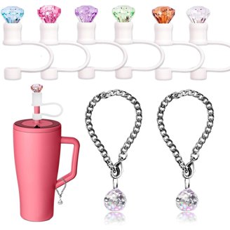 6-Piece Stanley Tumbler Accessories Set For 30oz & 40oz Cups | Includes Silicone Boot, Straw Cover, Heart Hook, Pompom & Keychain