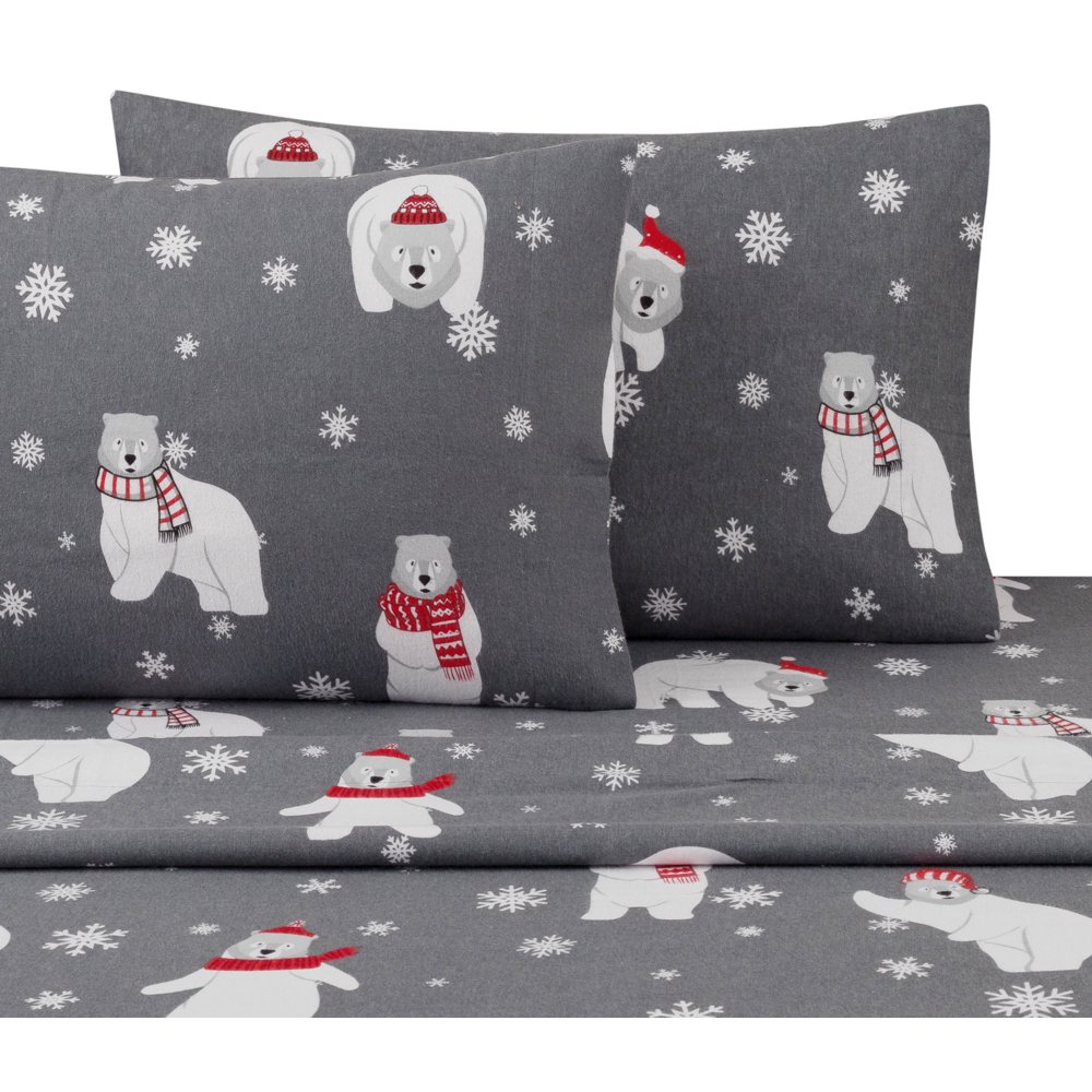 Mainstays Twin Flannel Sheet Set, Polar Bears