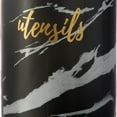 thumbnail image 2 of Benzara Utensil Jar with Ceramic Frame and Cursive Writing, Black, 2 of 5