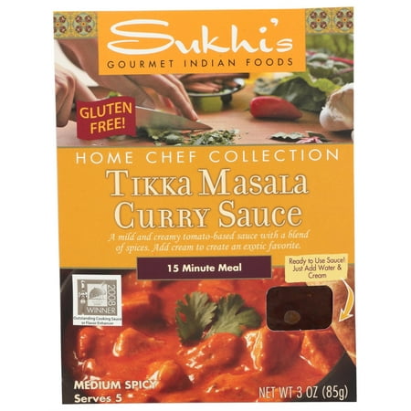 Sukhi's Gourmet Indian Food Tikka Masala Sauce, 3 Oz Packets, Pack of 6