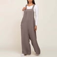 thumbnail image 7 of Joau Women's Maternity Bib Overalls Cotton Linen One Piece Jumpsuits Sleeveless Casual Loose Comfy Wide Leg Pants Romper Pregnant Clothes with Pockets, 7 of 7