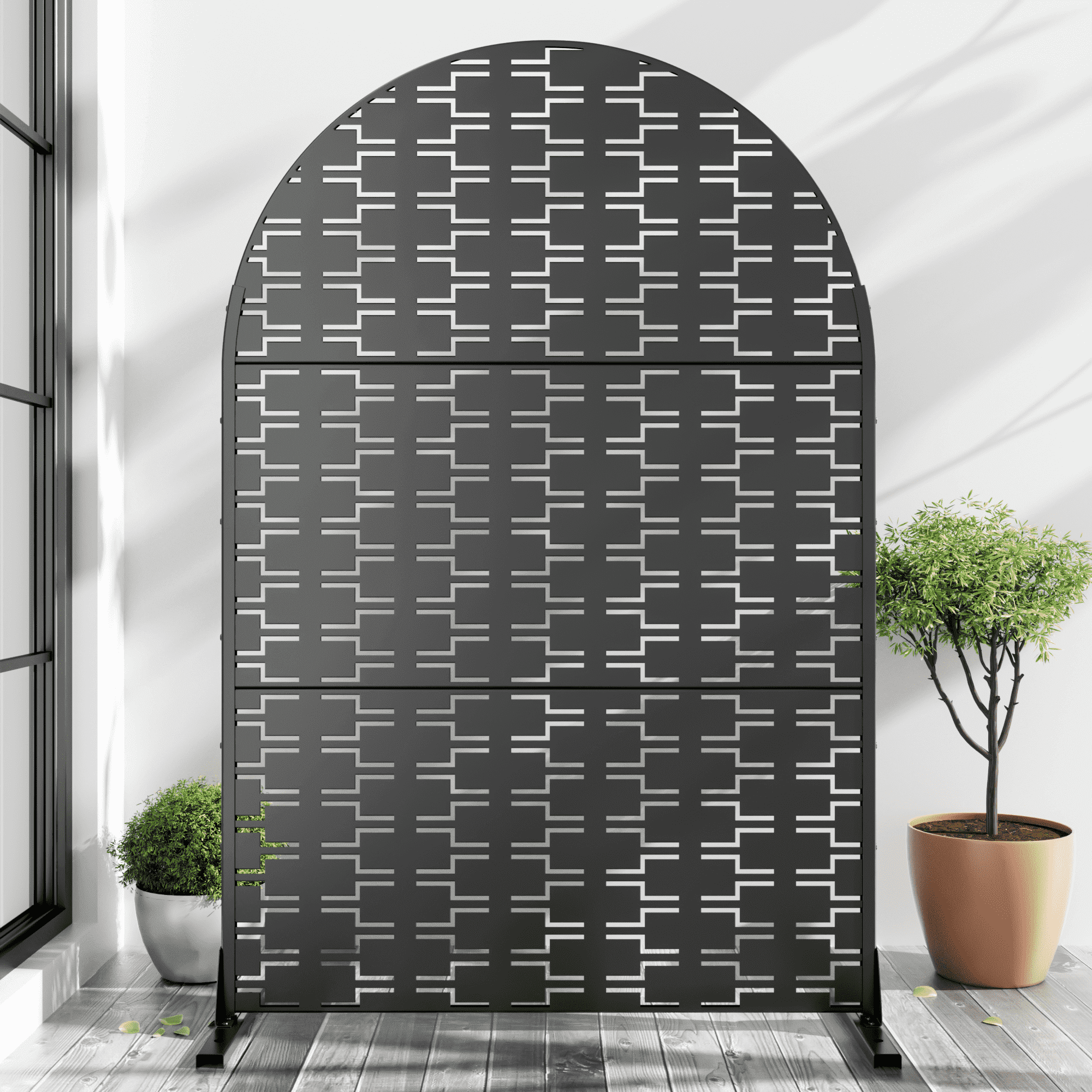 MAYEERTY 72" x 47" Outdoor Privacy Screen, Metal Decorative Screen