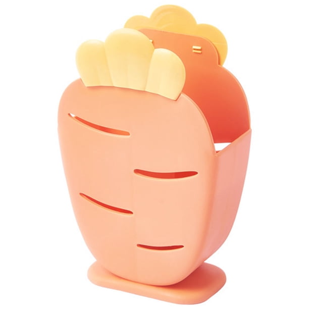 Injueey Organizador de palillos en forma de rábano, caja de almacenamiento de tenedores, jaula organizadora de drenaje de plástico, cesta de Organizadores de utensilios de cocina Naranja