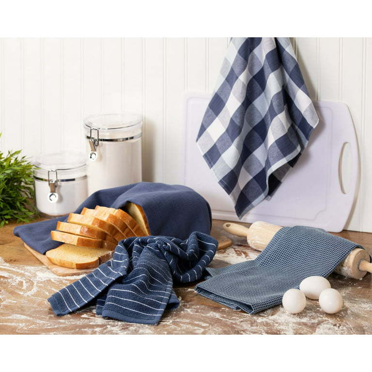 Sticky Toffee Kitchen Towels 100% Cotton Terry, Set of 2, Blue and White  Hand To