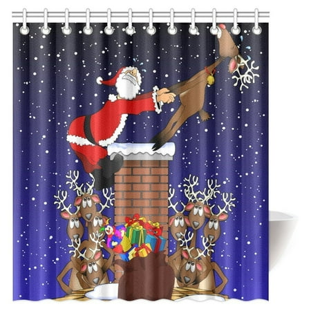 mypop merry christmas shower curtain cartoon graphic santa claus being pulled up a chimney by - Christmas Shower Curtain Set mypop merry christmas shower curtain cartoon graphic santa claus being pulled up a chimney by - Christmas Shower Curtain Set