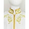 thumbnail image 5 of dPois Kids Boys Palace Prince Gold Embroidered Jacket Coat Halloween Long Sleeve Court Uniform White 155, 5 of 7